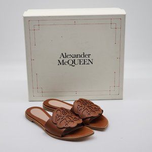 Alexander McQueen Logo Leather  slip on sandals